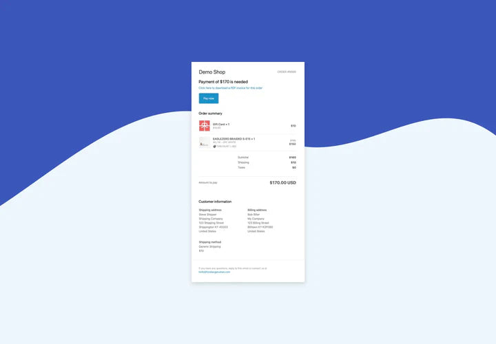 Add downloadable PDF invoices to the Shopify Order invoice email