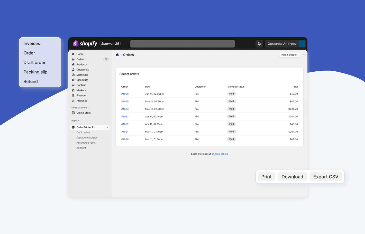 Shopify - Order Printer Pro app