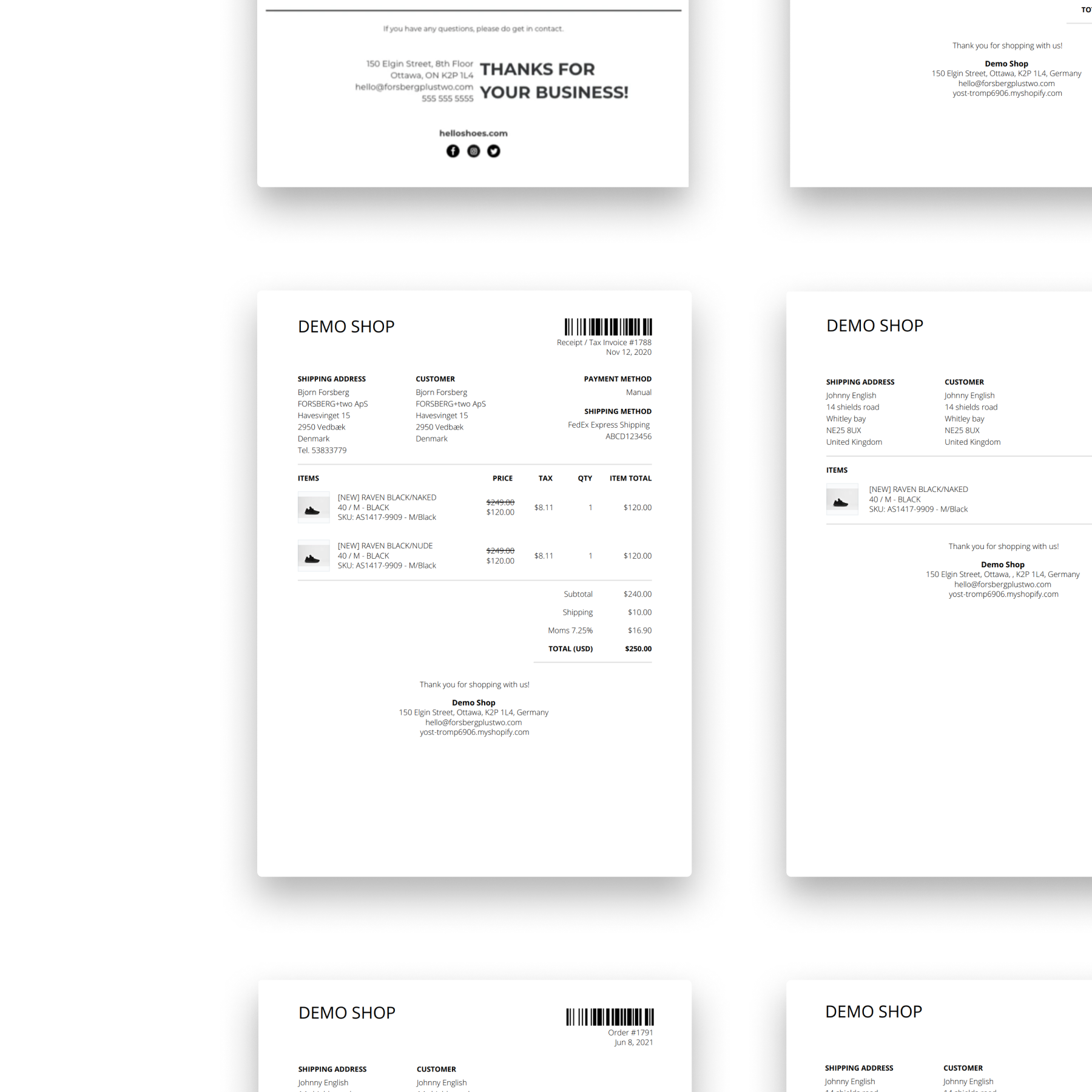 invoices demo shop