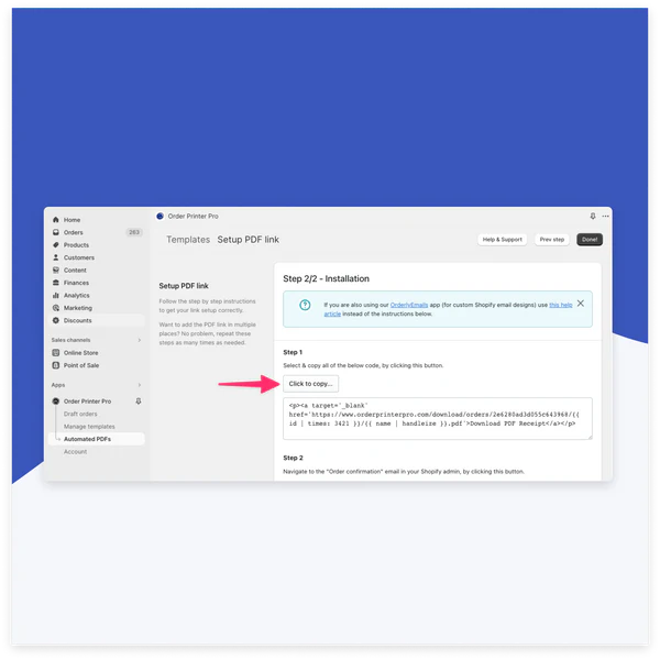 Order Printer Pro screenshot  set up pdf